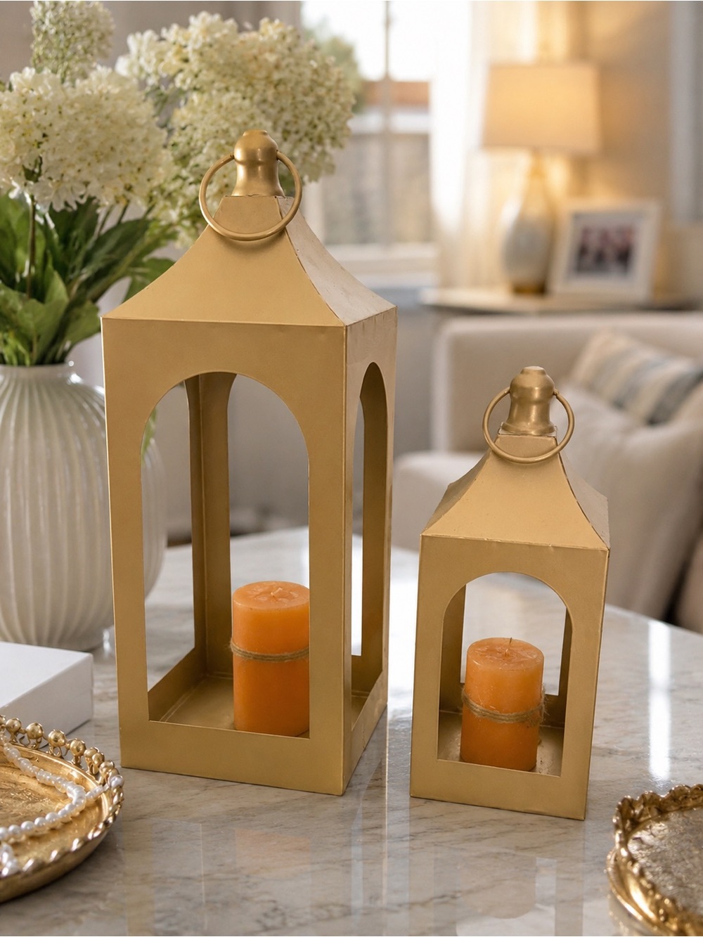 Gold Decorative Lantern Set - Elegant Home Accent